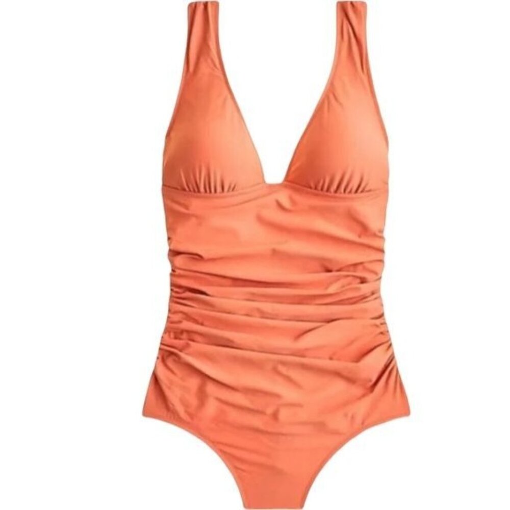 J. Crew Ruched Femme One-piece Swimsuit, Dusty Pumpkin Size 0 NWT